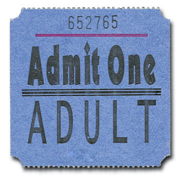 Billboard Admit One Adult Ticket Raffles, tickets, rolls, 50/50, Marquee, Ticket 