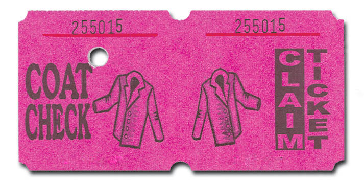 Marquee Ticket Coat Check Ticket Raffles, tickets, rolls, 50/50, Marquee, Ticket 