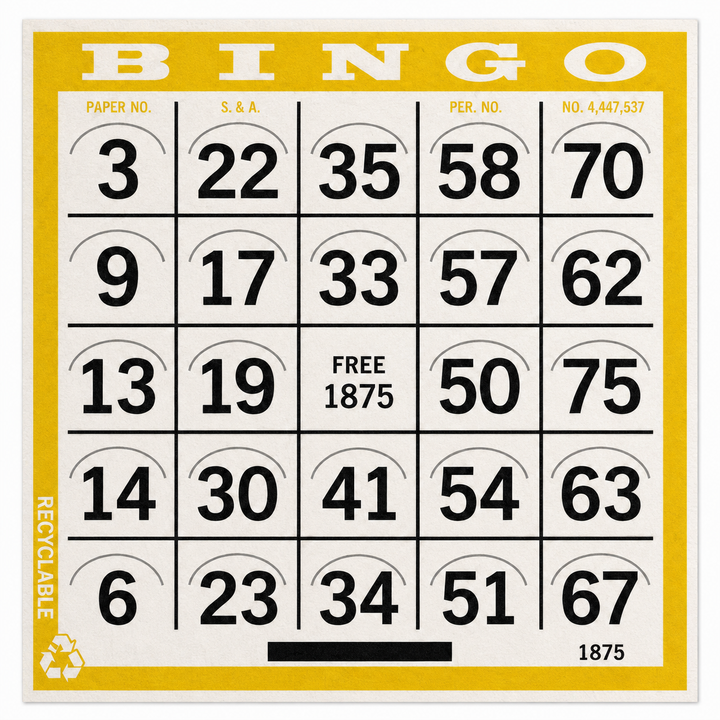 1-On Yellow Pushout Bingo Card