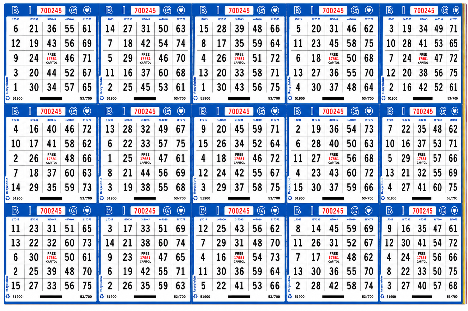 15-On Bingo Paper – Collated Books