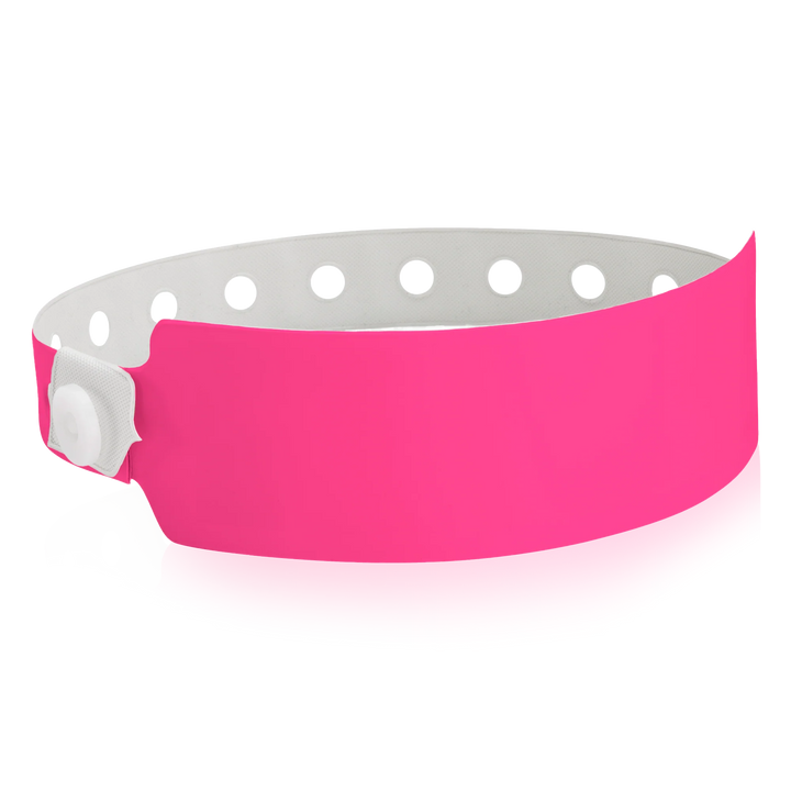 1 1/8 Inch Vinyl Wristbands - neon pink