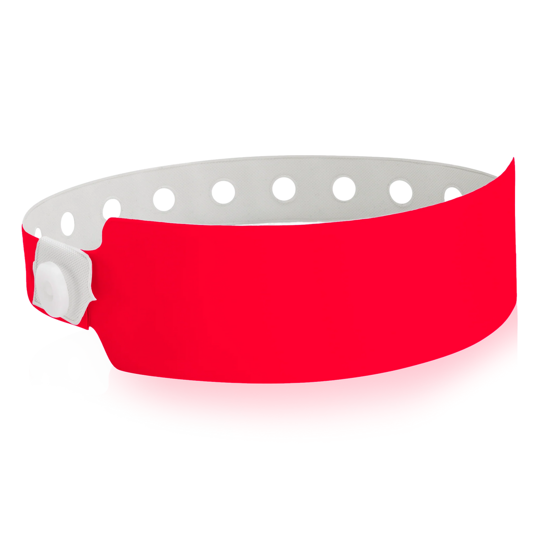 1 1/8 Inch Vinyl Wristbands - neon red