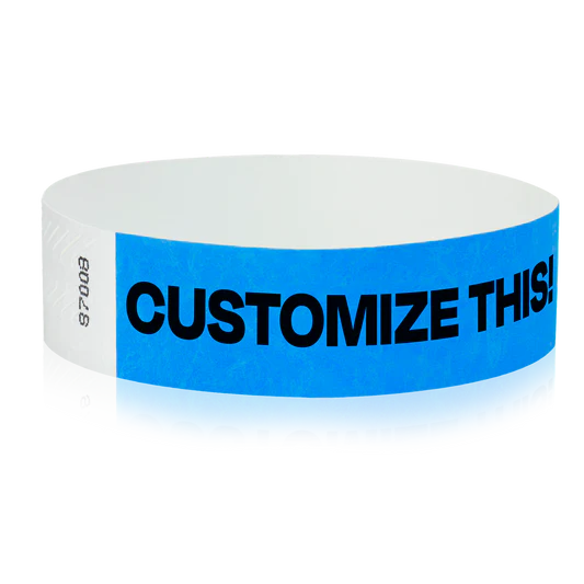 3/4 Inch Custom Tyvek Wristbands - neon blue
