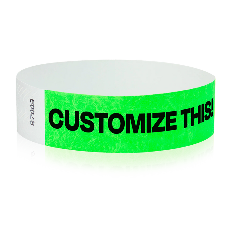 3/4 Inch Custom Tyvek Wristbands - neon green