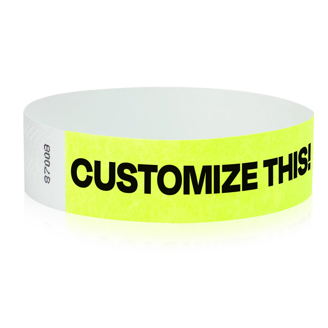 3/4 Inch Custom Tyvek Wristbands - neon yellow