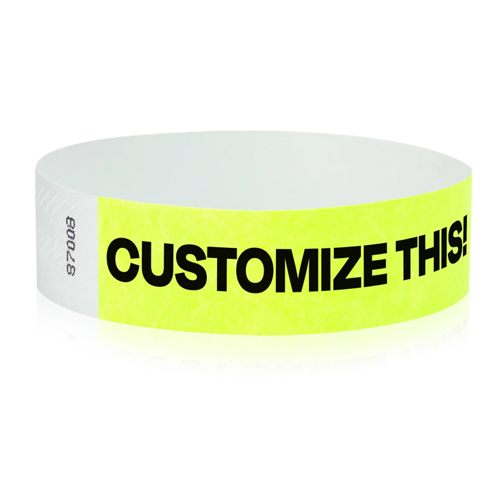 3/4 Inch Custom Tyvek Wristbands - neon yellow