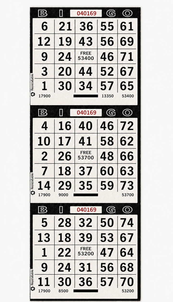 3 Face Vertical Bingo Paper- Black