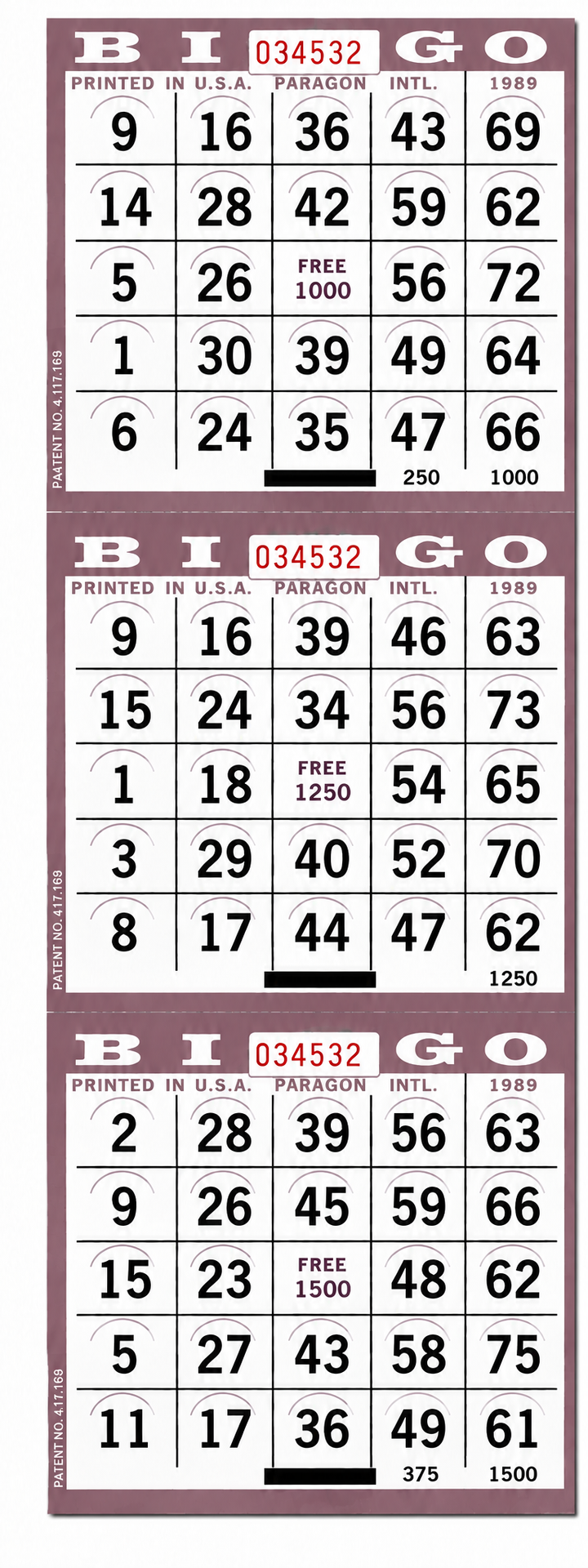 3 On Purple Pushout Bingo Cards