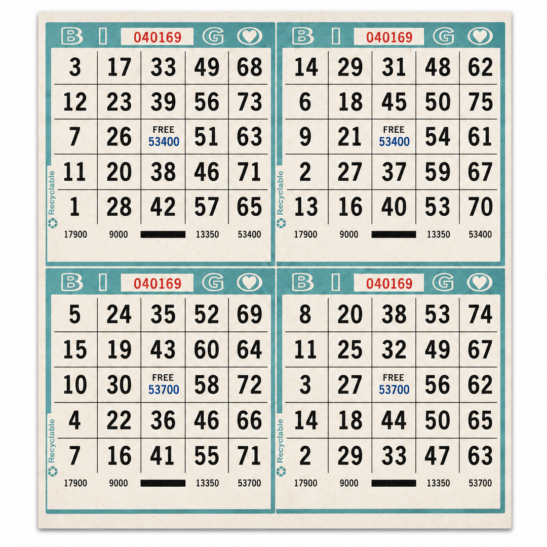 4-Face Square Bingo Paper - Aqua