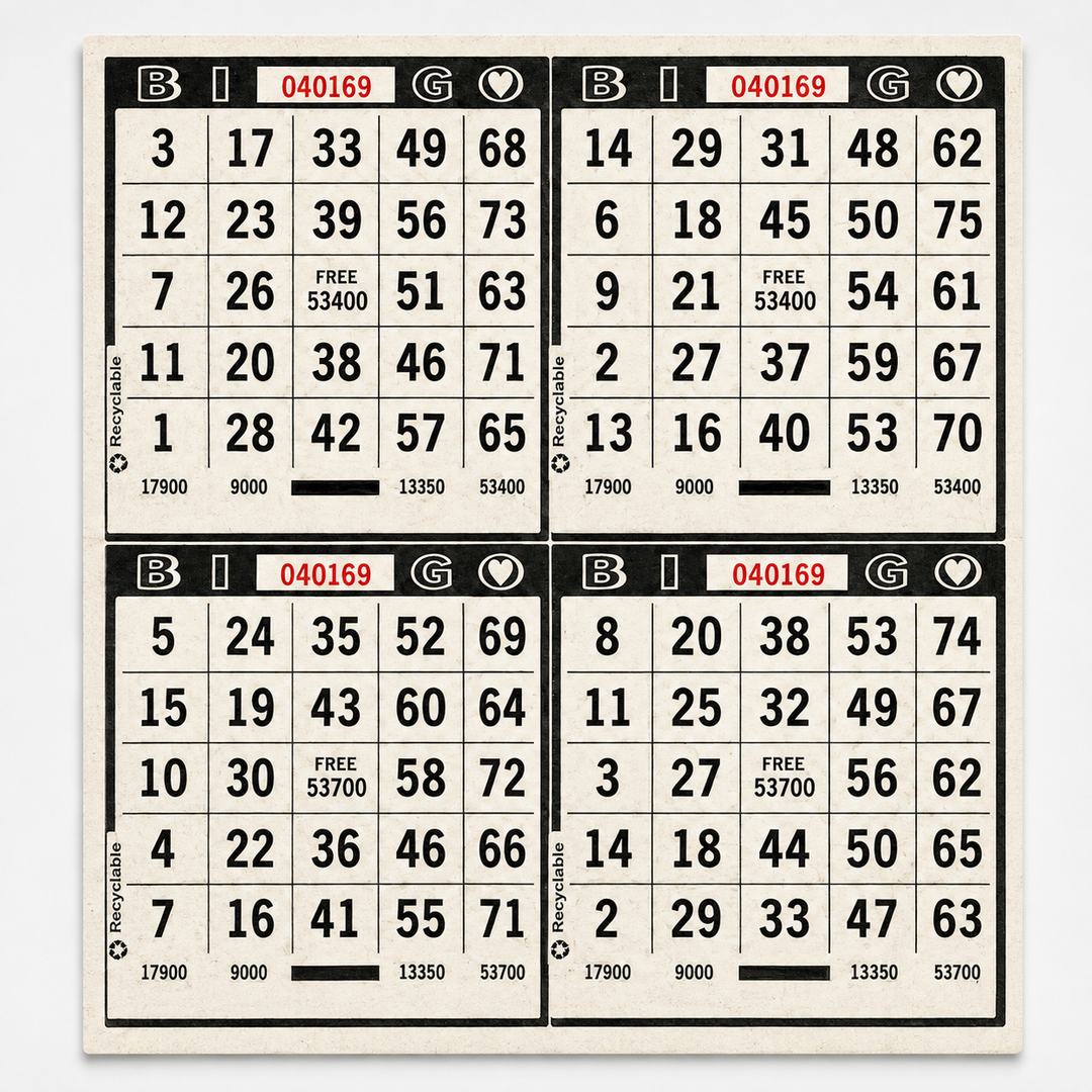 4-Face Square Bingo Paper - Black
