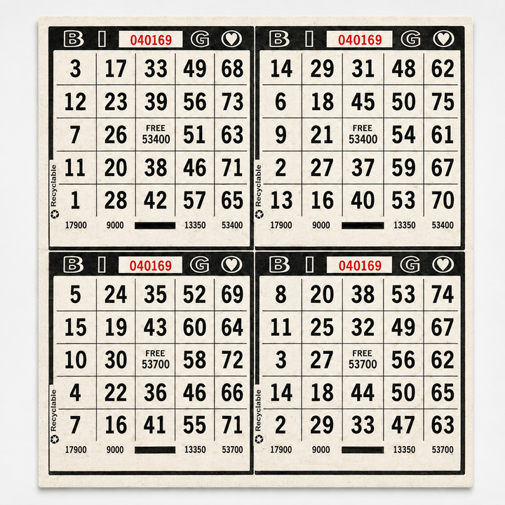 4-Face Square Bingo Paper - Black