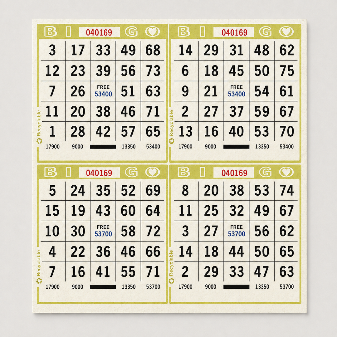 4-Face Square Bingo Paper - Lime
