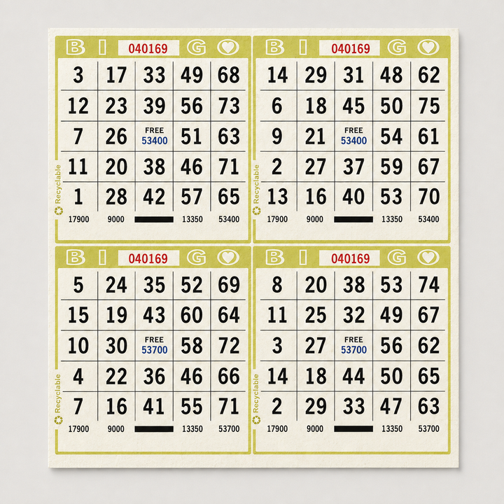 4-Face Square Bingo Paper - Lime