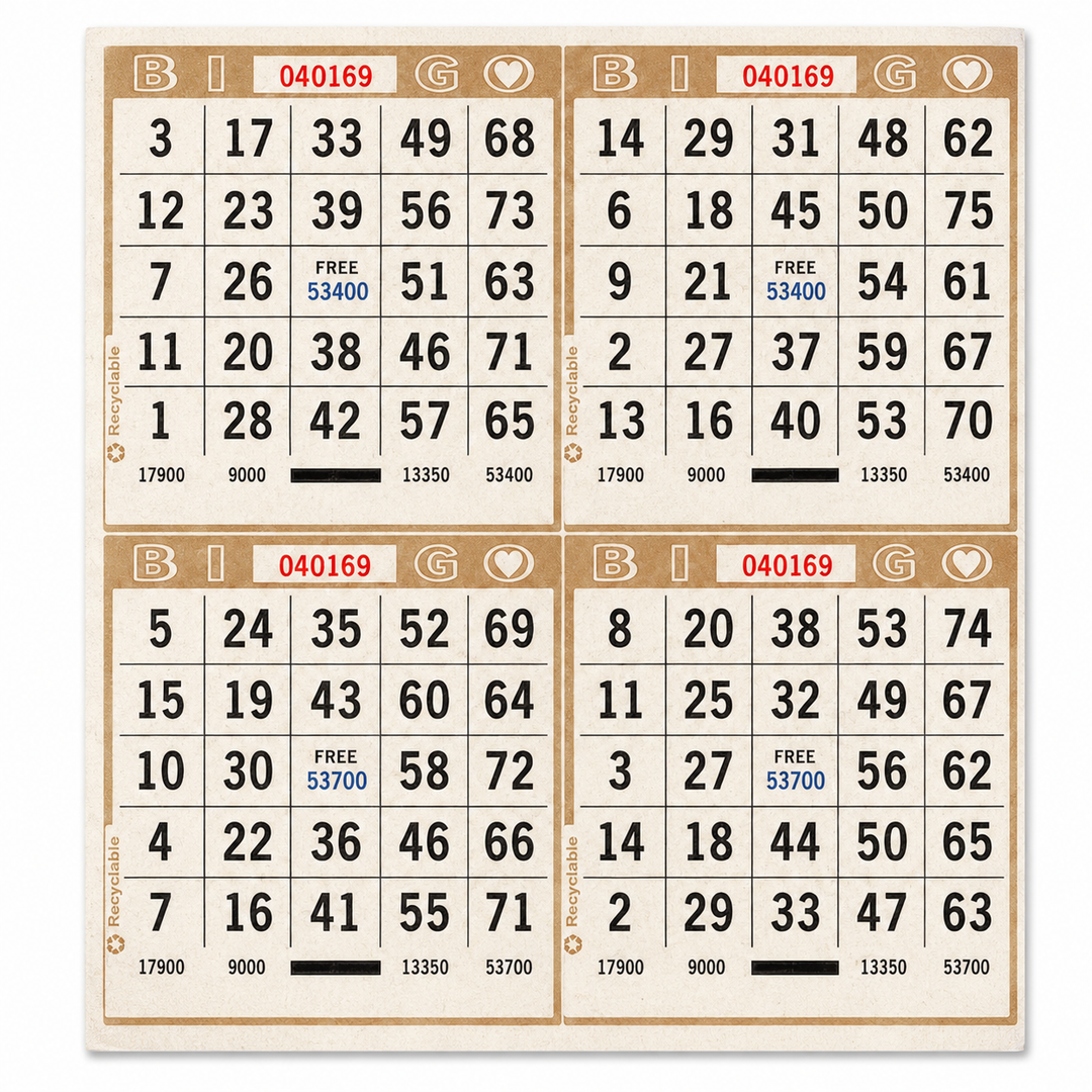 4-Face Square Bingo Paper - Tan