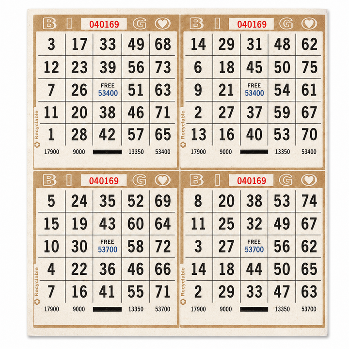 4-Face Square Bingo Paper - Tan