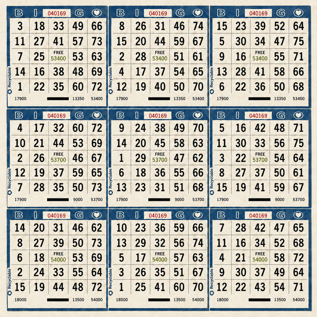9 on Bingo Paper Blue