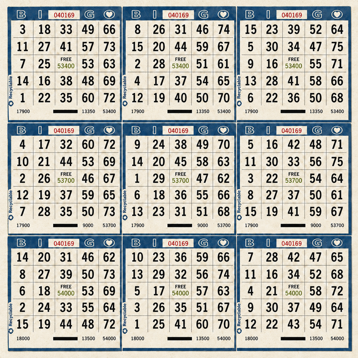 9 on Bingo Paper Blue