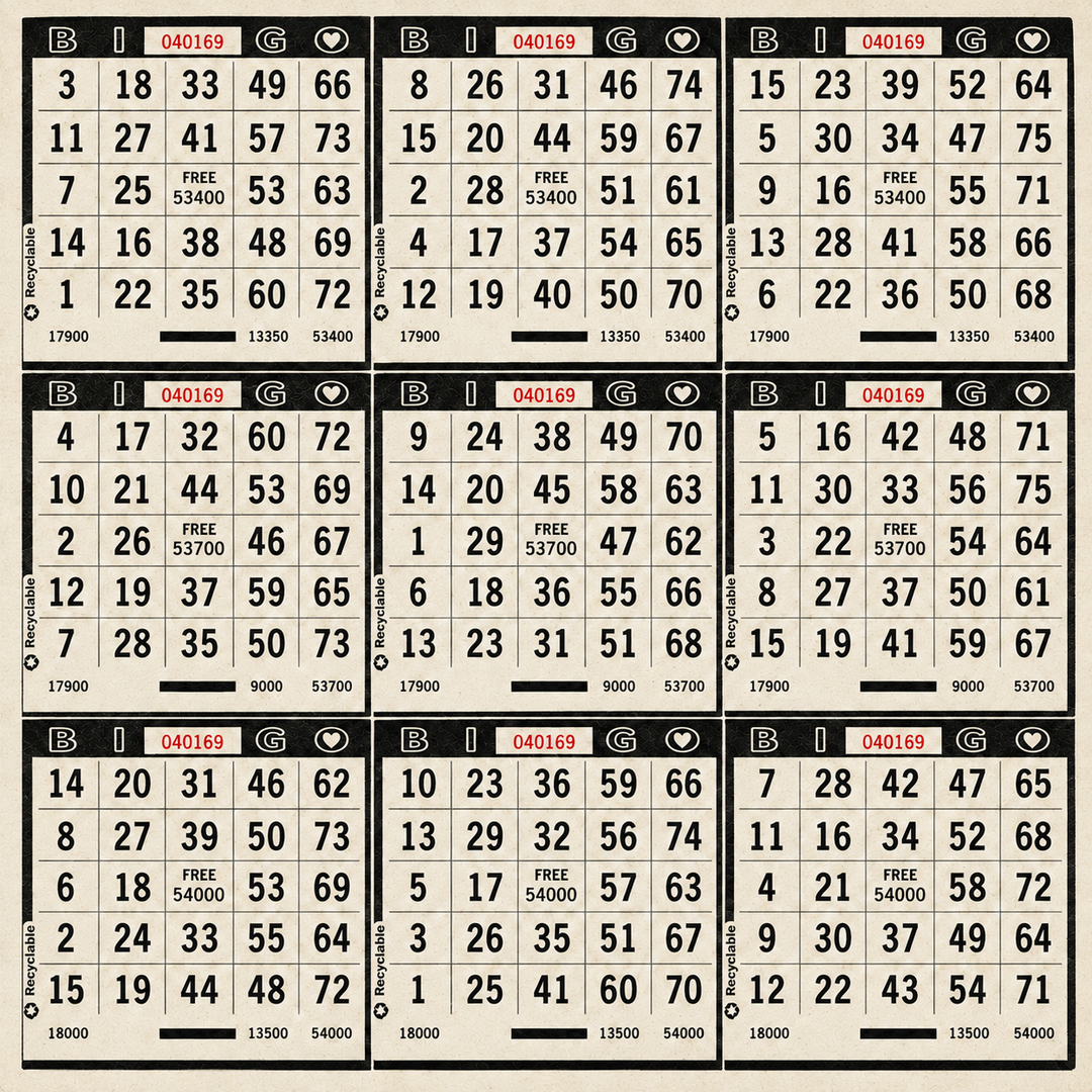 9 On Bingo Paper Black