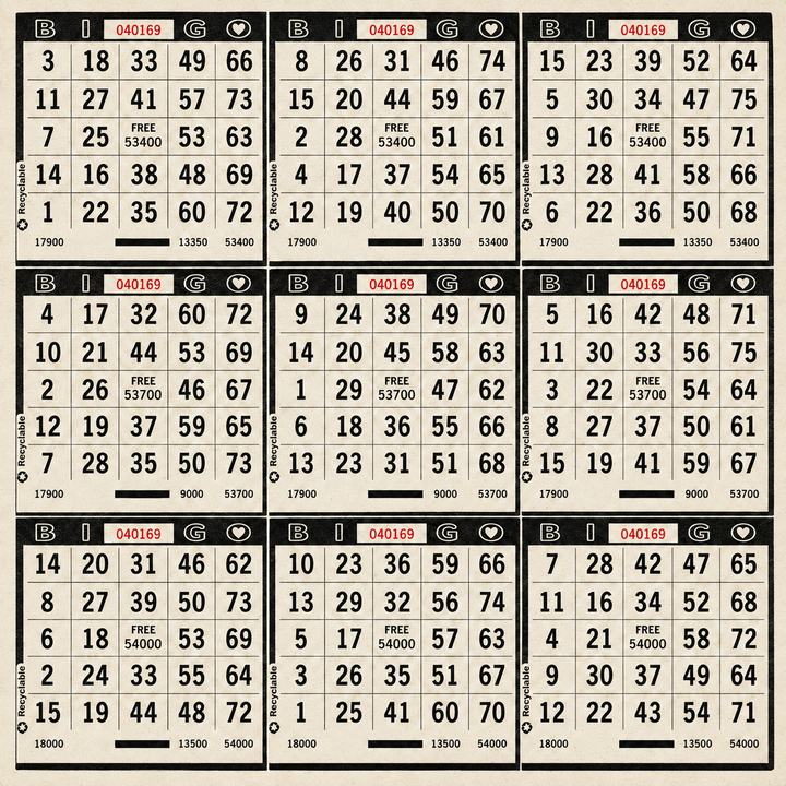 9 On Bingo Paper Black