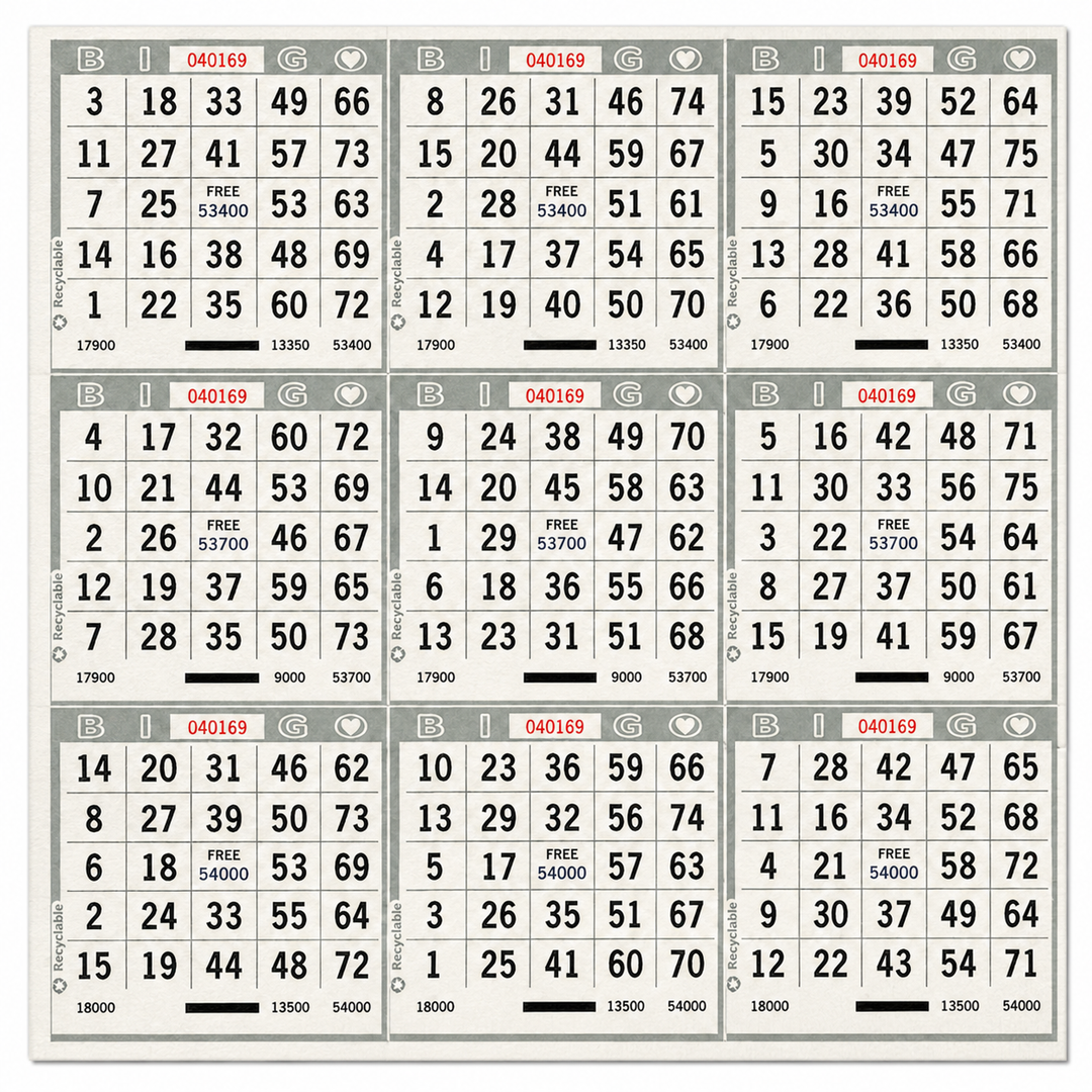 9 On Bingo Paper Gray