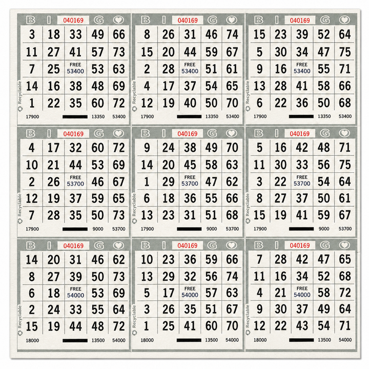 9 On Bingo Paper Gray