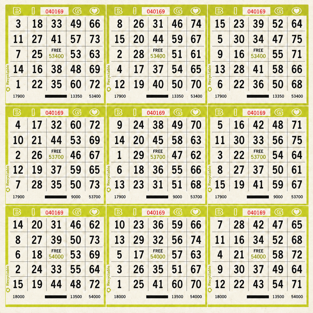 9 On Bingo Paper Lime