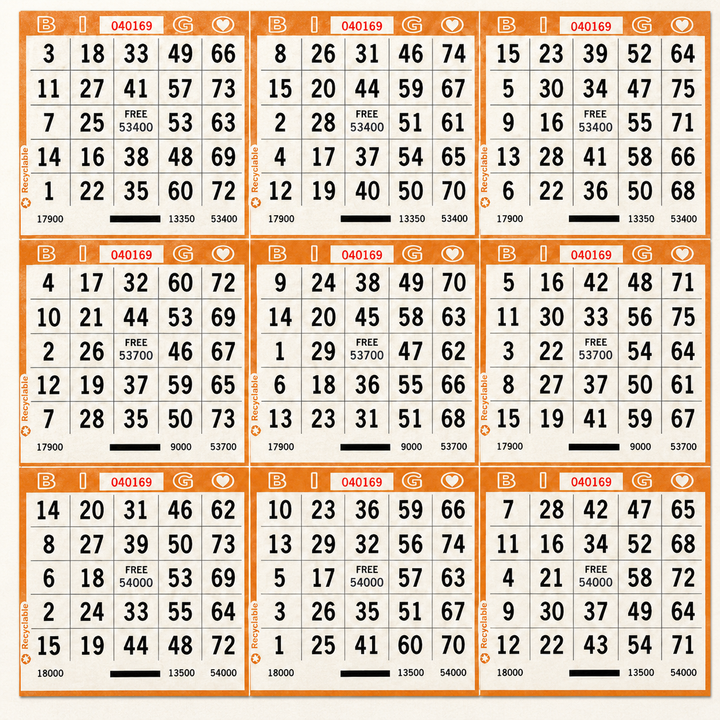9 On Bingo Paper Orange