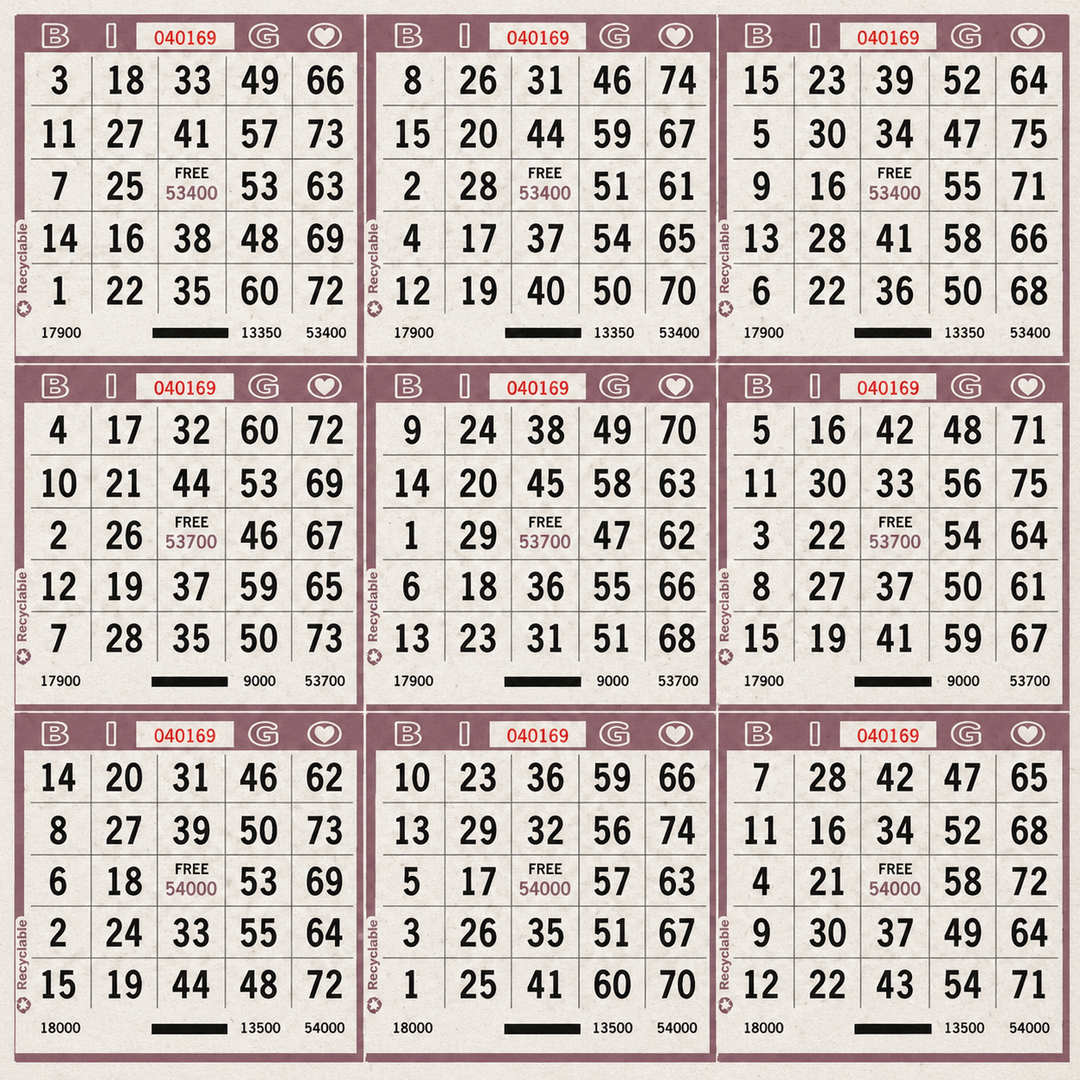 9 On Bingo Paper Purple