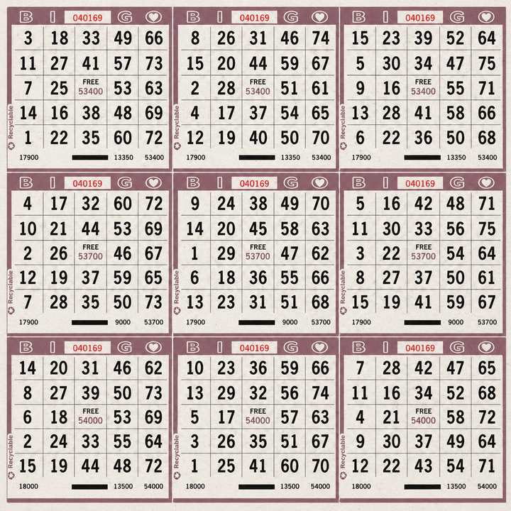 9 On Bingo Paper Purple