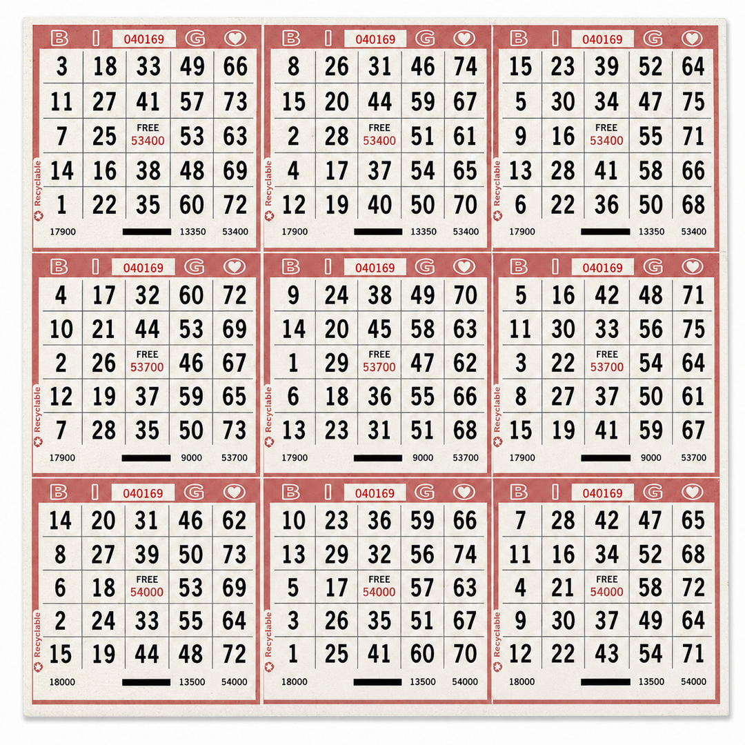 9 On Bingo Paper Red