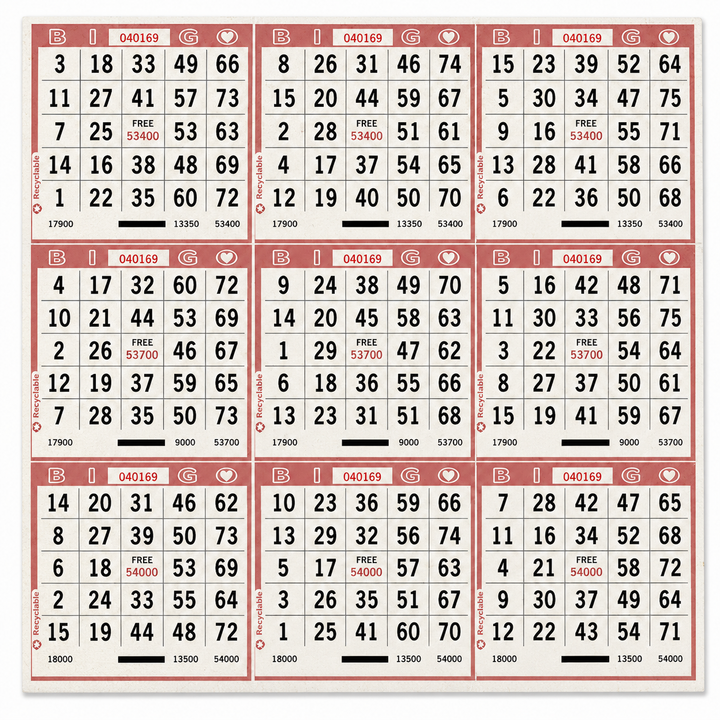 9 On Bingo Paper Red
