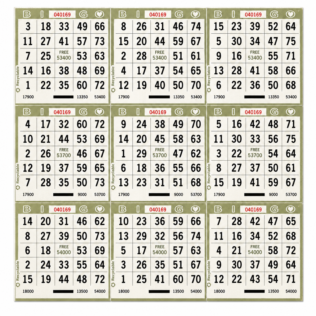 9 On Bingo Paper Olive