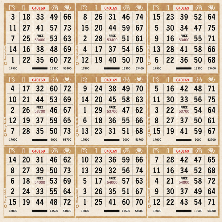 9 On Bingo Paper Tan