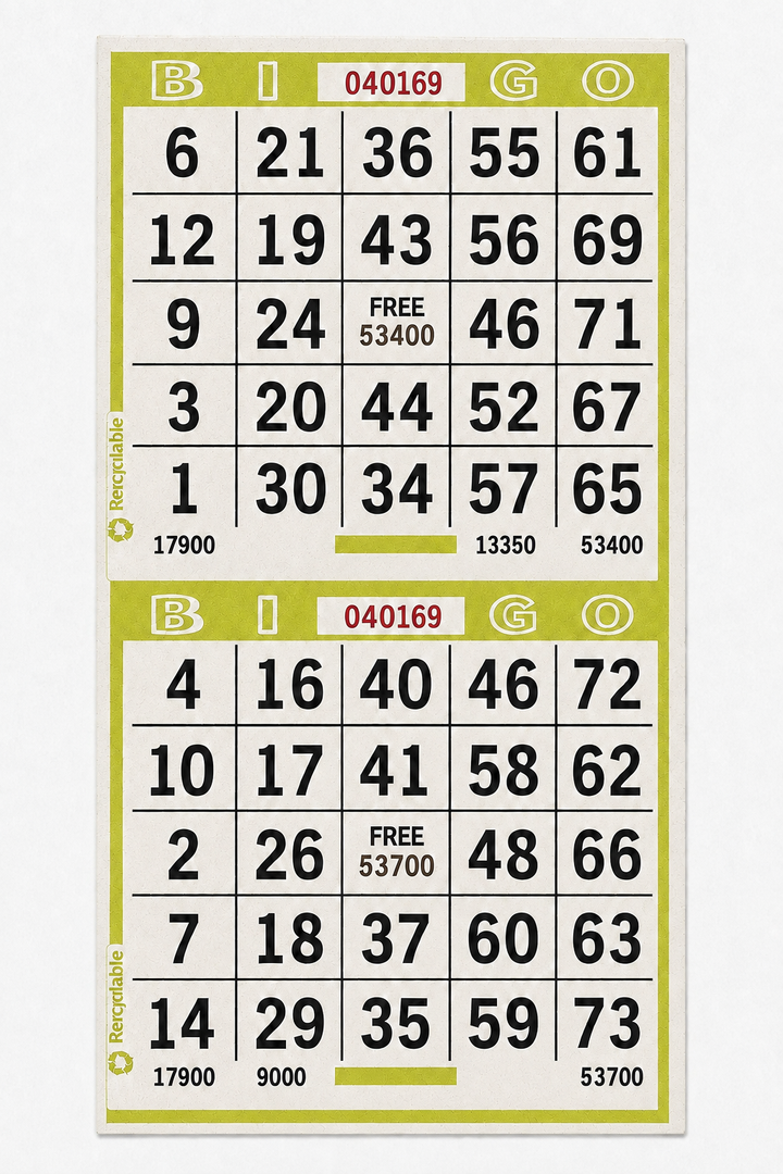 2-Face Vertical Bingo Paper