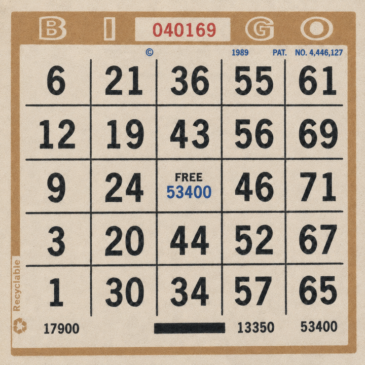 Single Face Bingo Paper