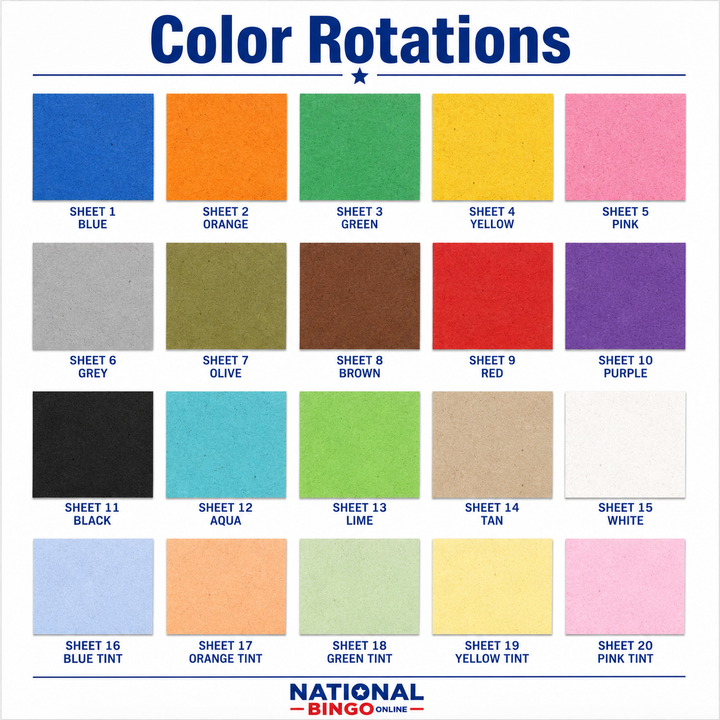 Bingo Paper Color Rotations Chart