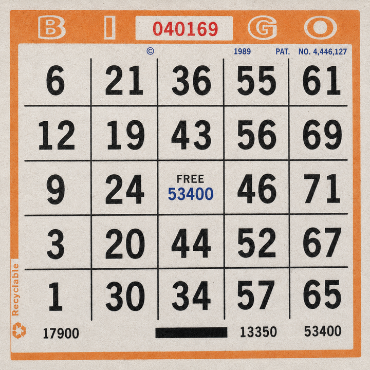 Single Face Bingo Paper - orange