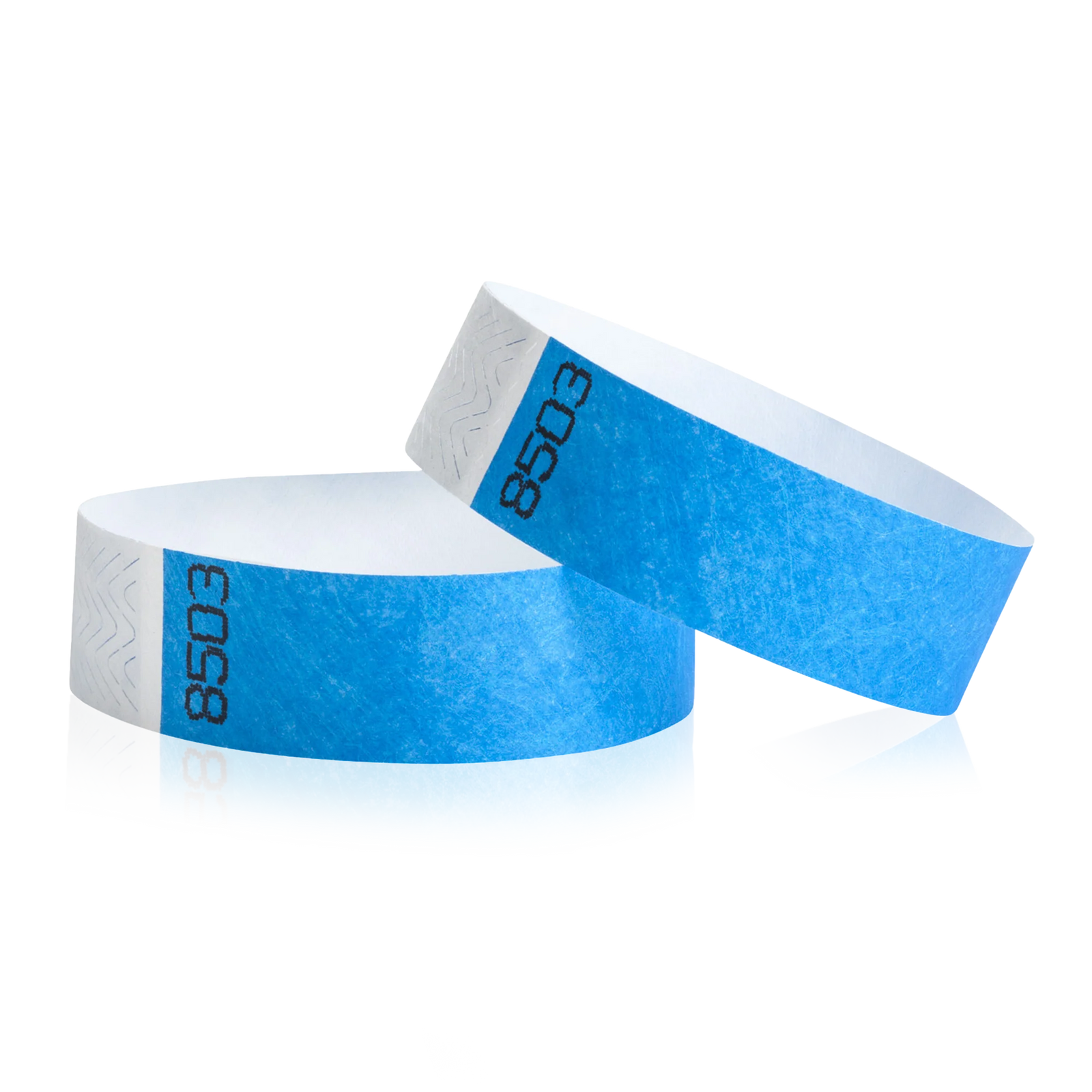 3/4 Inch Duplicate Number Tyvek Wristbands - neon blue