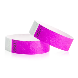 3/4 Inch Duplicate Number Tyvek Wristbands - neon pink