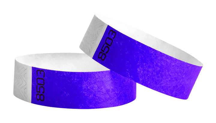 3/4 Inch Duplicate Number Tyvek Wristbands - purple