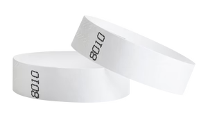 3/4 Inch Duplicate Number Tyvek Wristbands - white