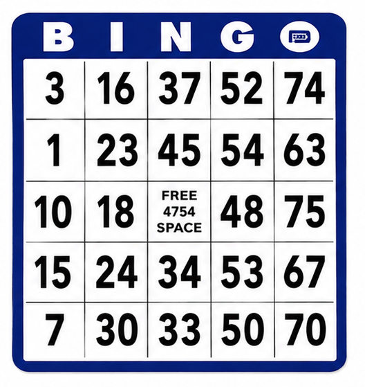 100-Pack Professional Single Hard Bingo Card - blue
