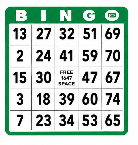 100-Pack Professional Single Hard Bingo Card - green
