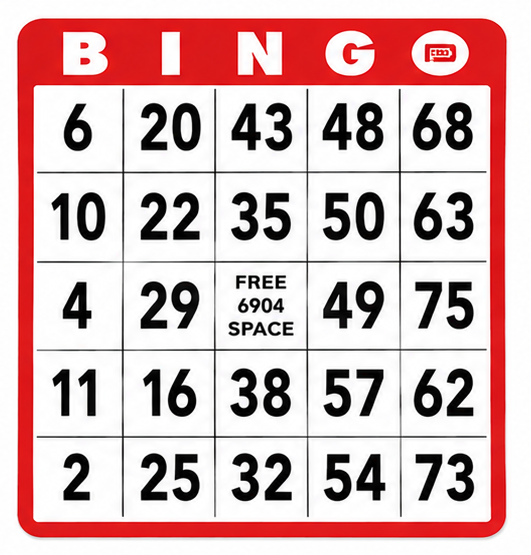 100-Pack Professional Single Hard Bingo Card - red
