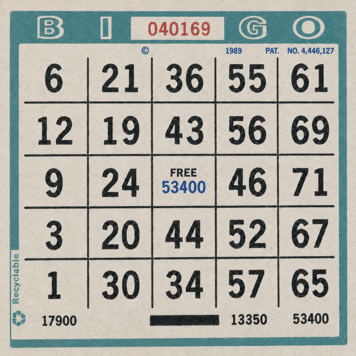 Single Face Bingo Paper - aqua