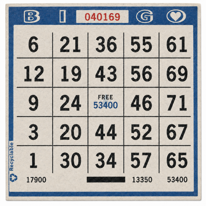 Single Face Bingo Paper - blue