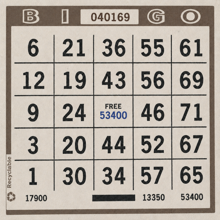 Single Face Bingo Paper - brown