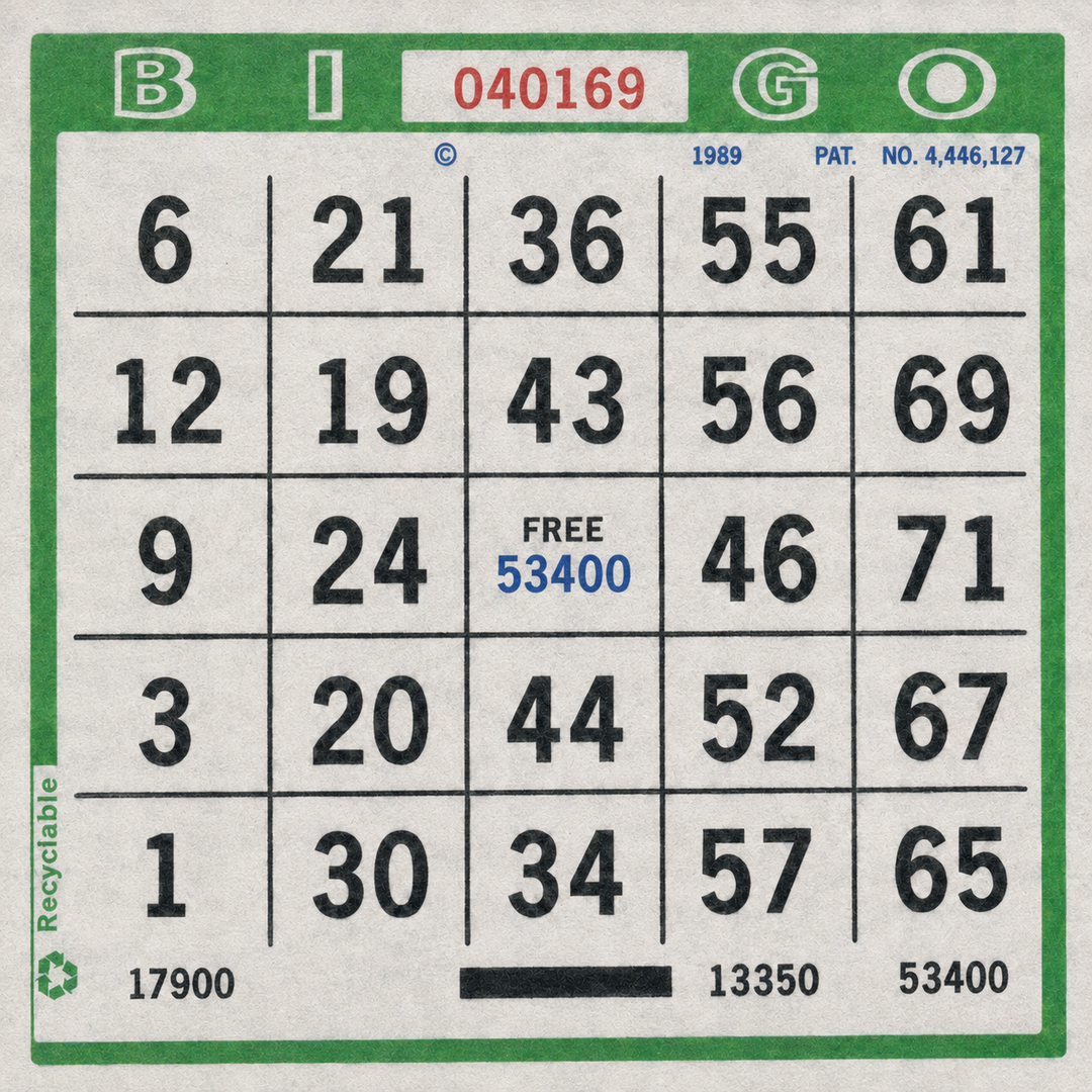 Single Face Bingo Paper - green
