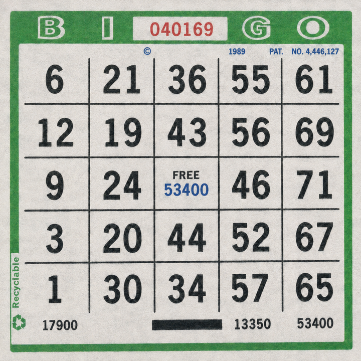 Single Face Bingo Paper - green