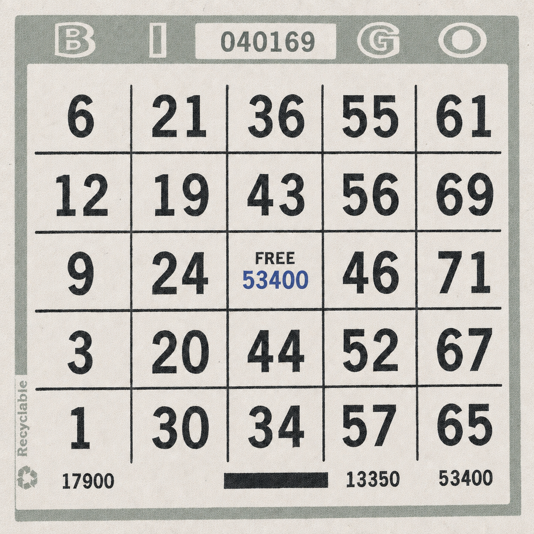Single Face Bingo Paper - grey